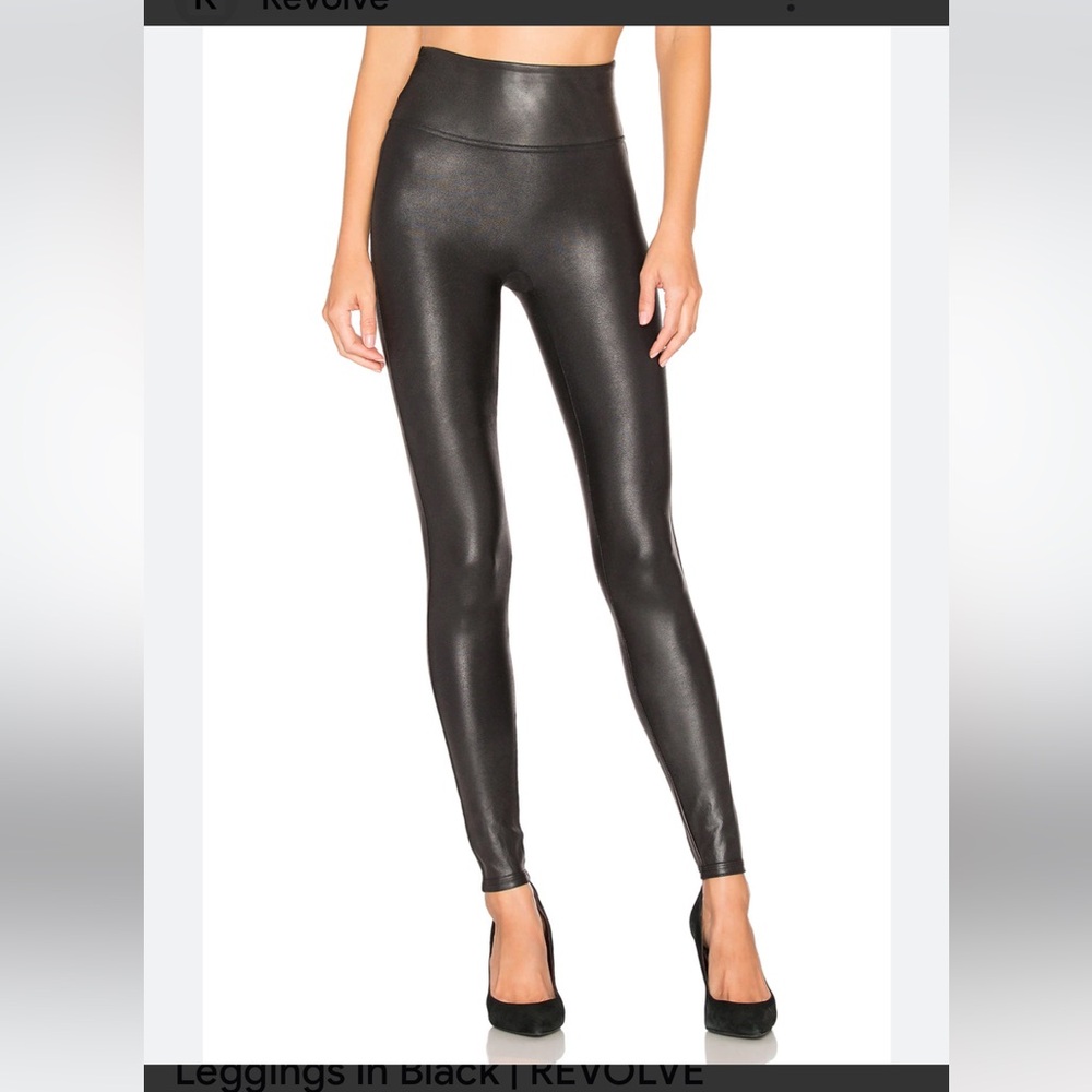 New SPANX Shiny Black Leggings With Tummy Control